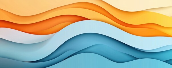 Obraz premium Abstract wave forms, fluid motion, flat design illustration