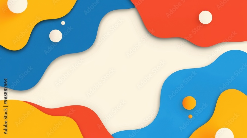 Poster abstract blobs, bold color contrasts, flat design illustration