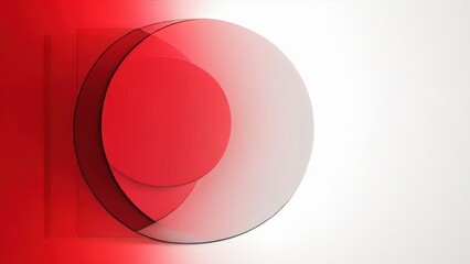 Abstract composition featuring overlapping circles in red and transparent tones.