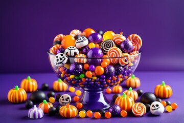 Halloween theme surrounded by candy corn and spooky decorations for a fun holiday celebration in autumn