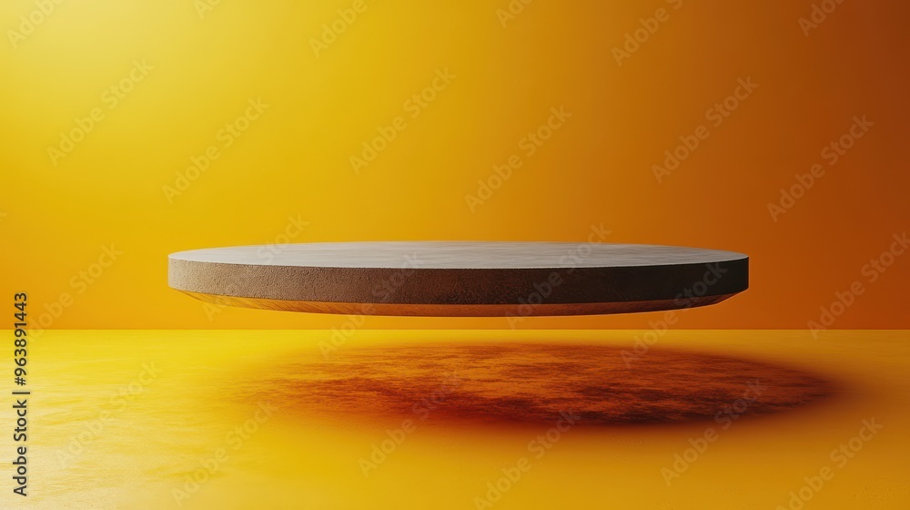 Poster 3d levitating clou3d is leashe3d with heavy weight isolate3d on yellow backgroun3d modern minimal sc