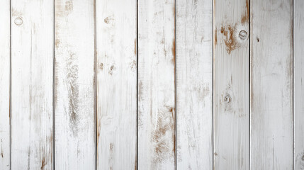 Fototapeta premium A close-up view of whitewashed wooden planks with visible wood grain and knots, background