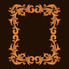 luxury gold frame with a engraved floral design vintage