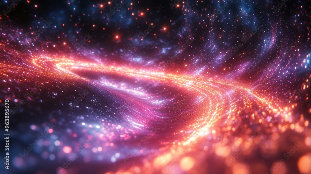 Aufkleber 3d of hyperspace tunnel turning to the right abstract cosmic backgroun3d ultra violet neon rays glow