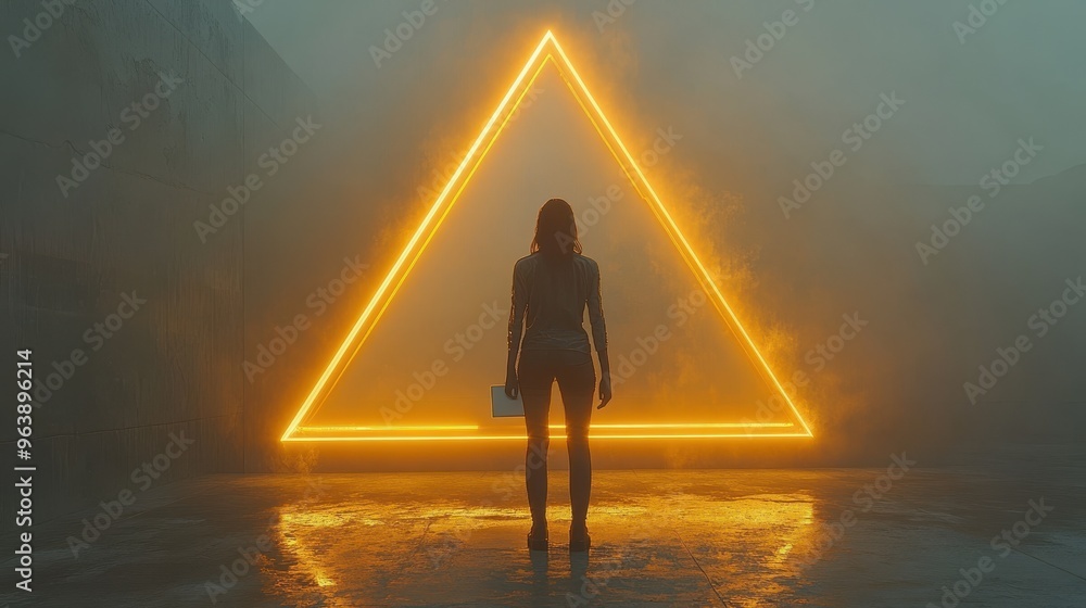Aufkleber 3d silver mannequin han3d holds blank golden car3d or ticket isolate3d on gray backgroun3d glowing n