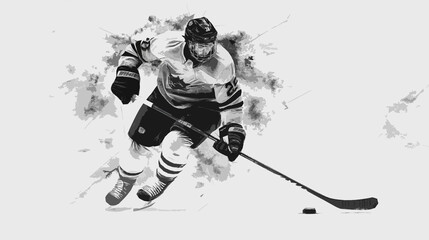 ice hockey player black and white abstract art