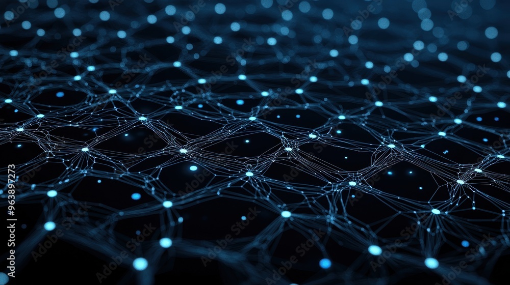Aufkleber abstract blue network connection dots and lines