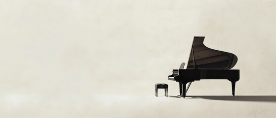 Elegant Grand Piano in Minimalist Setting with Copy Space for Typography