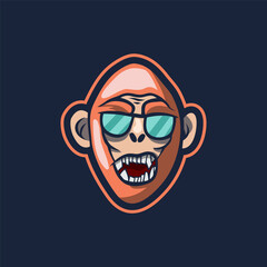 Monkey logo esports mascot illustration, for team, gaming team.