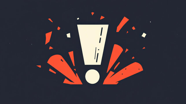 A bold white exclamation mark stands out in a vibrant red and orange gradient circle, grabbing attention instantly.