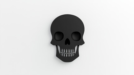 Obraz premium Striking 3D illustration of a metallic skull army badge, casting dramatic shadows with dual lighting effects on a textured backdrop.