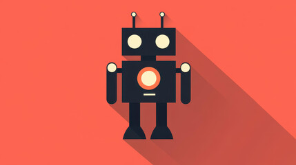Fototapeta premium Stunning flat icon of a robot with a sleek long shadow. Perfect for modern design projects with a clean look.