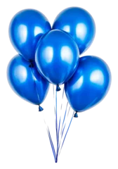 Blue balloons on a white backdrop, cut out - stock png.