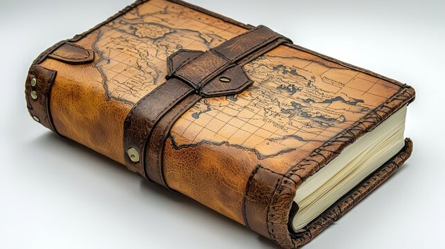 Personalized travel journal with custom map design, adventure-themed gift, 3D illustration