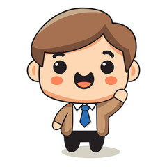 businessman character with happy expression in cartoon style, great for education theme design elements