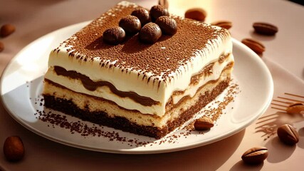 Delicious homemade tiramisu dessert preparation with coffee and cocoa layers at a cozy kitchen setting