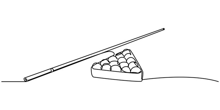 recommend clip art: Single continuous line drawing of triangle pyramid balls stack for pool billiards game at billiard room. Indoor sport game concept. Trendy one line draw design pro vector illustration graphic