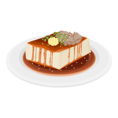 Vector Illustration Logo Clipart Hiyayakko Japanese Silken tofu with soy sauce