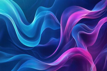 Obraz premium Blue neon illustration background with soft and elegant waves. Premium design for wallpaper, banner, poster, ai