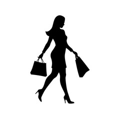 black friday shopping svg vector,silhouette of a woman with shopping bags