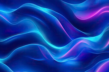 Fototapeta premium Blue neon illustration background with soft and elegant waves. Premium design for wallpaper, banner, poster, ai