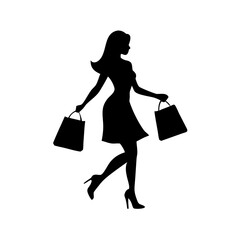 black friday shopping svg vector,silhouette of a woman with shopping bags