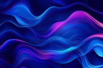 Fototapeta premium Blue neon illustration background with soft and elegant waves. Premium design for wallpaper, banner, poster, ai