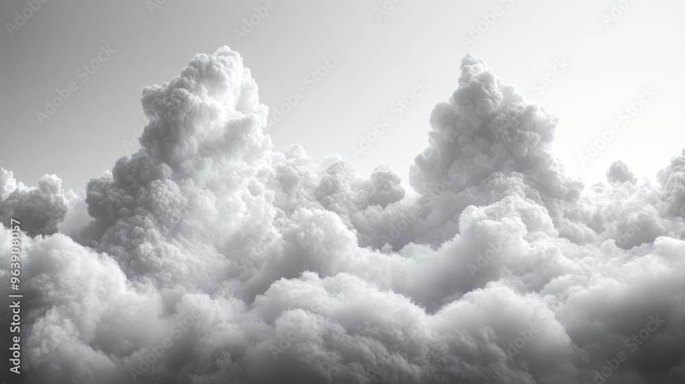 Poster 3d abstract backgroun3d stormy cumulus fluffy clou3d isolate3d on white backgroun3d minimal wallpape
