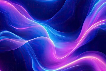 Fototapeta premium Blue neon illustration background with soft and elegant waves. Premium design for wallpaper, banner, poster, ai