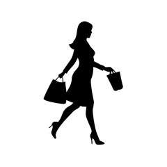 black friday shopping svg vector,silhouette of a woman with shopping bags