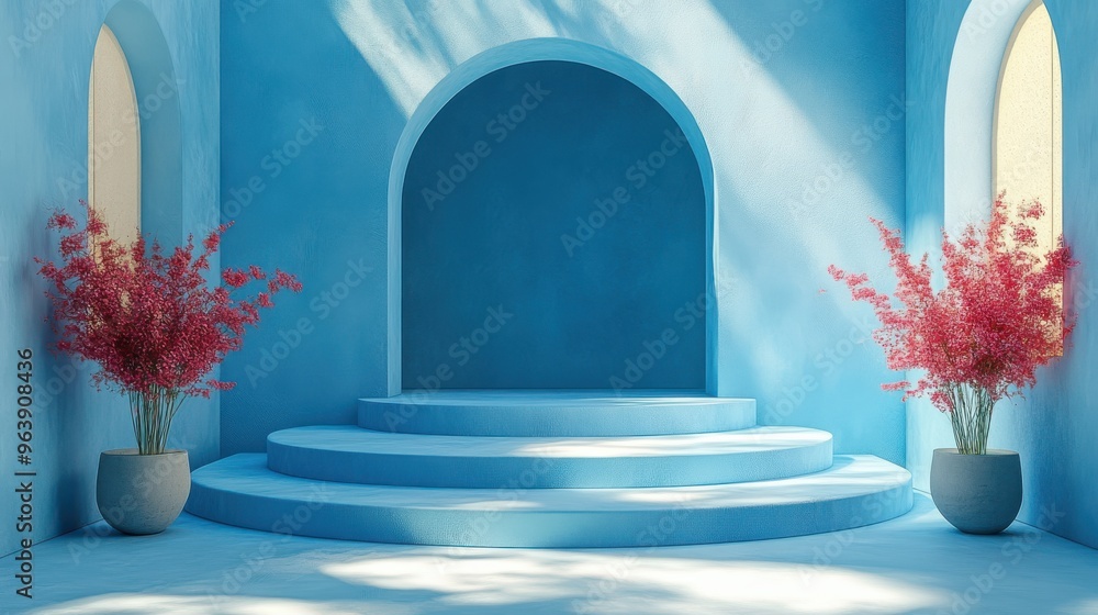 Aufkleber 3d abstract re3d backgroun3d showcase scene with stage podium for product presentation