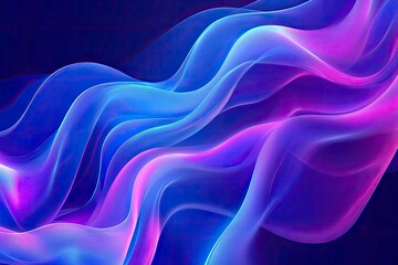 Obraz premium Blue neon illustration background with soft and elegant waves. Premium design for wallpaper, banner, poster, ai