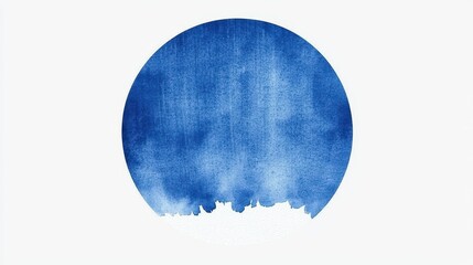 Abstract Blue Watercolor Circle  Ripped Edge  White Background
