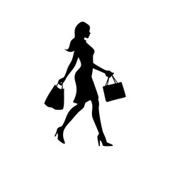 black friday shopping svg vector,silhouette of a woman with shopping bags