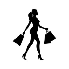 black friday shopping svg vector,silhouette of a woman with shopping bags