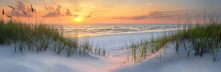 Crédence de cuisine Beige Serene Coastal Sunset: A Panoramic View of Sand and Sea  © Adi