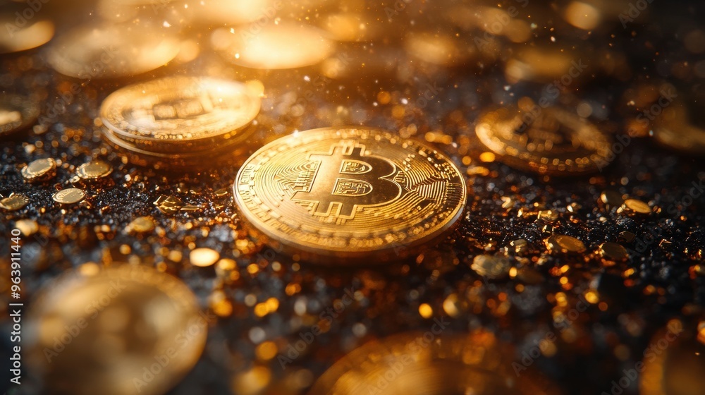 Poster abstract banking backgroun3d golden dollar coins jumping up an3d down in slow motion looping 3d vert