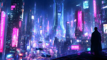 A Futuristic and Sleek Wallpaper Featuring a Neon-Lit Urban Landscape