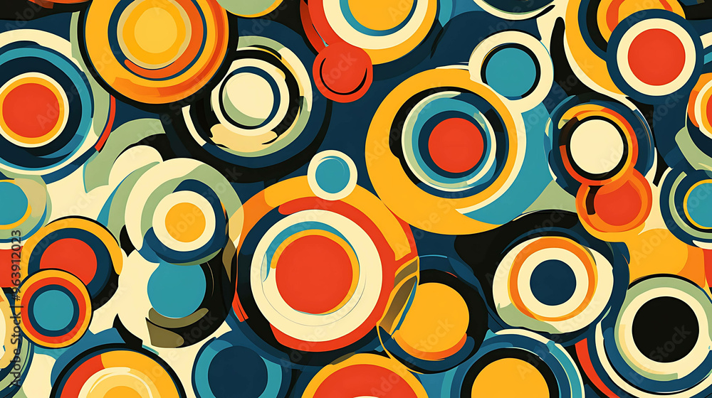 Wall mural A retro pattern of colorful overlapping circles.