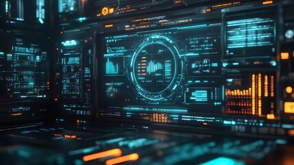 A Futuristic Computer-Themed Wallpaper Featuring a Sleek Digital Interface