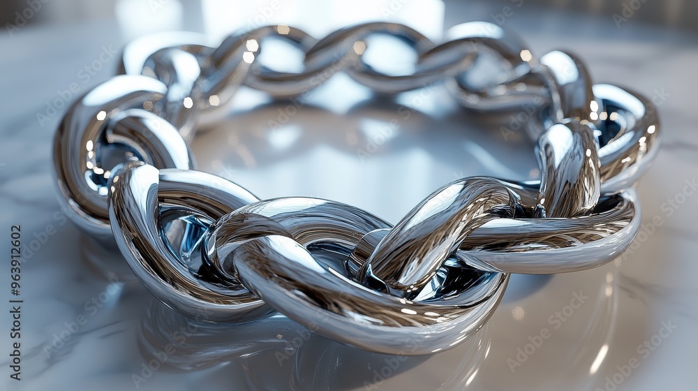 Poster cycle3d 3d vertical of spiraling silver chain isolate3d on white background