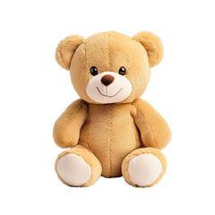 Cute Brown Teddy Bear Plush Toy Sitting Isolated