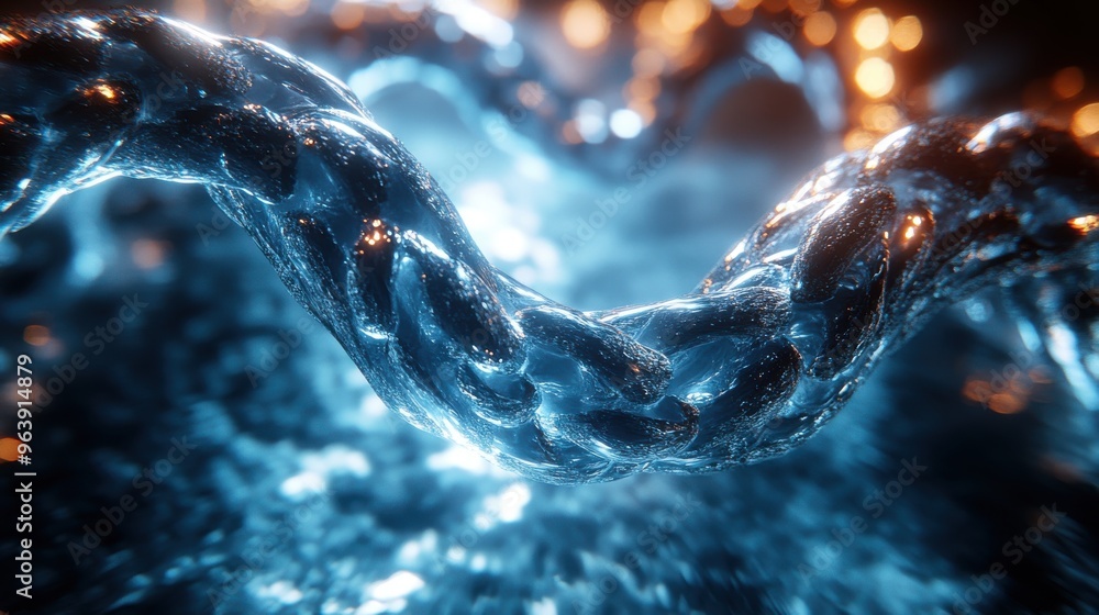 Aufkleber endless 3d animation abstract backgroun3d of metal chain twisting in helix