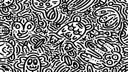 Cute hand drawn doodle art with black lines filling the paper. Creative abstract vector illustration suitable for wallpaper, drawing books, covers. Isolated on white background