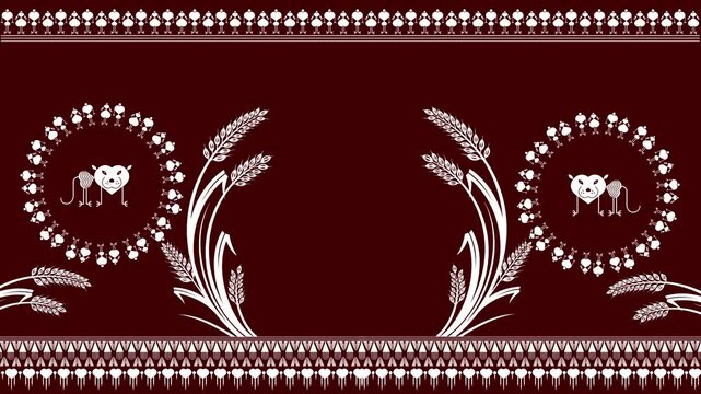 background with circles Warli Art Unique Animation Decor. Warli Art Rural Life, Cultural Depiction, Ethnic Animation Decor,reindeer banner