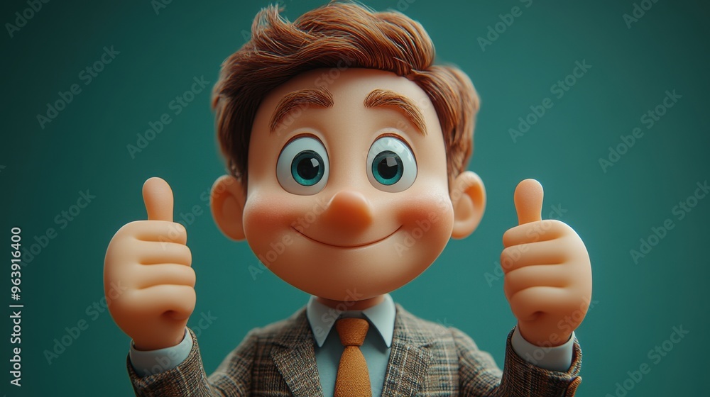 Poster set of 3d animations isolate3d on green backgroun3d animate3d businessman cartoon character flexible