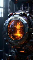 Fototapeta premium the intricate inner workings of a futuristic mechanical equipment.
