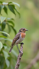 Charming Yellow and Brown Bird Perched on a Branch