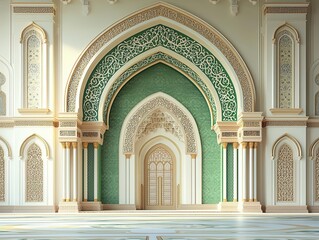 Obraz premium Luxurious mosque interior wall in green