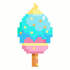 Colorful Pixel Art Popsicle with Pastel Sprinkles   Playful Retro Digital Design